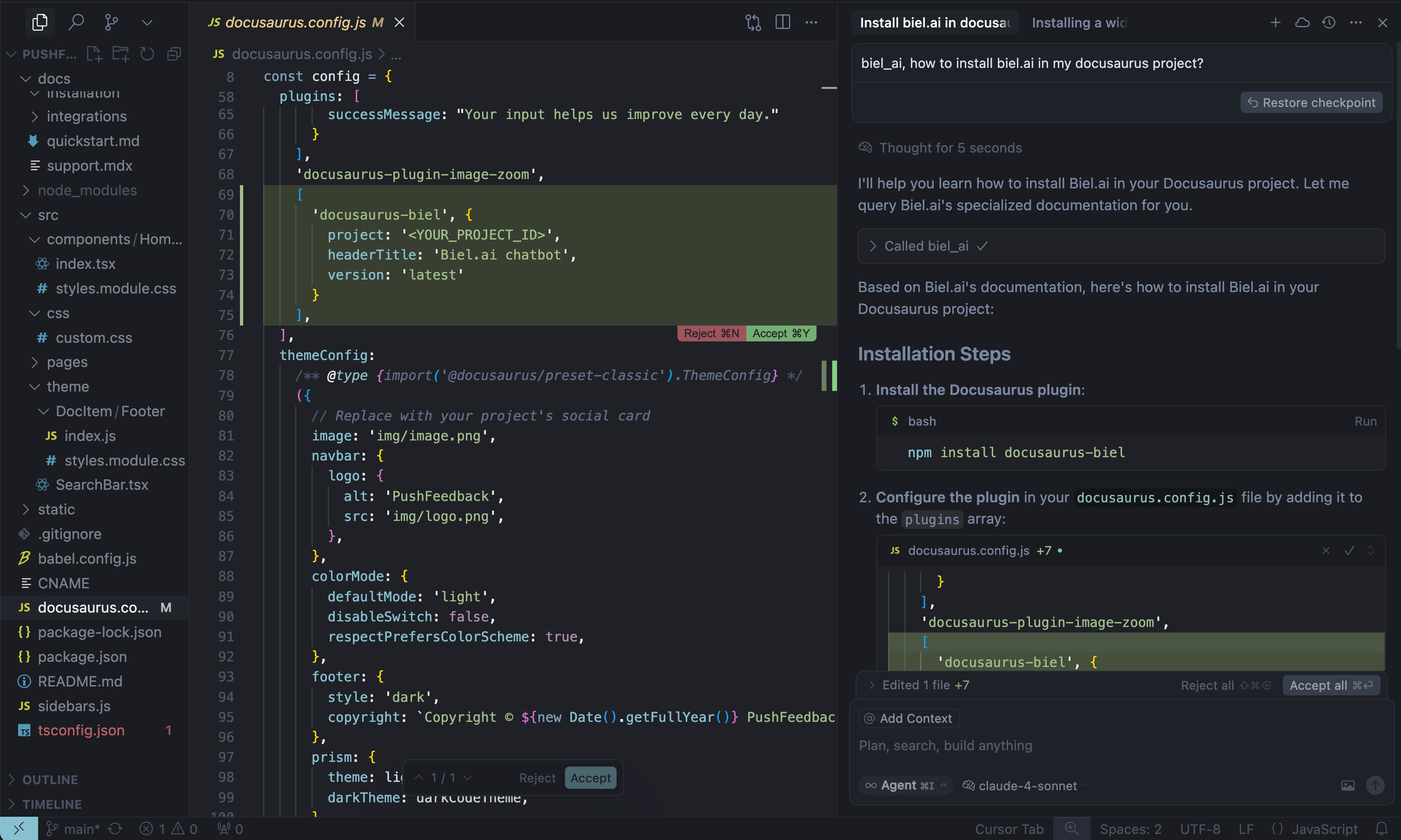 Biel MCP server connecting AI tools to documentation